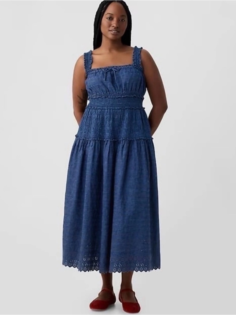 GAP X Doen Denim Eyelet Dress - Medium
